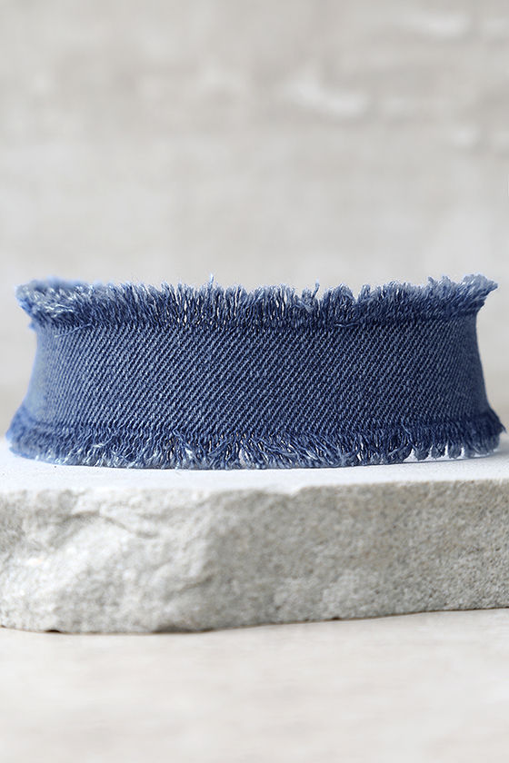 Denim Dame Blue Denim Choker Necklace 2