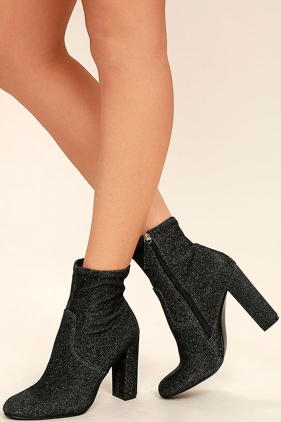 black metallic booties