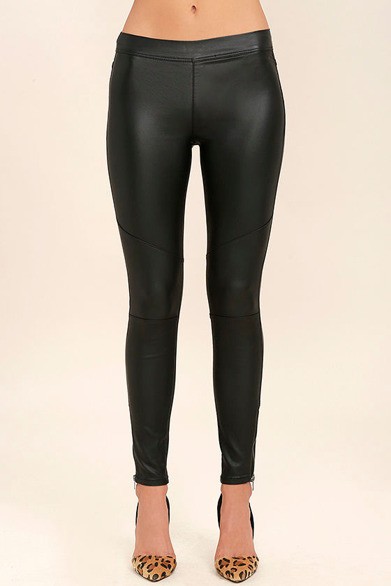 Sweet and Spicy Black Vegan Leather Leggings 2