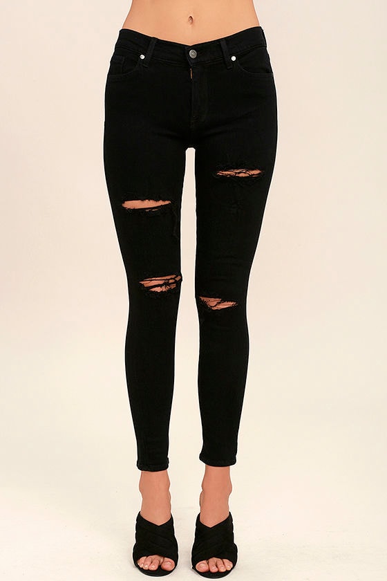 Aline Black Distressed Skinny Jeans
