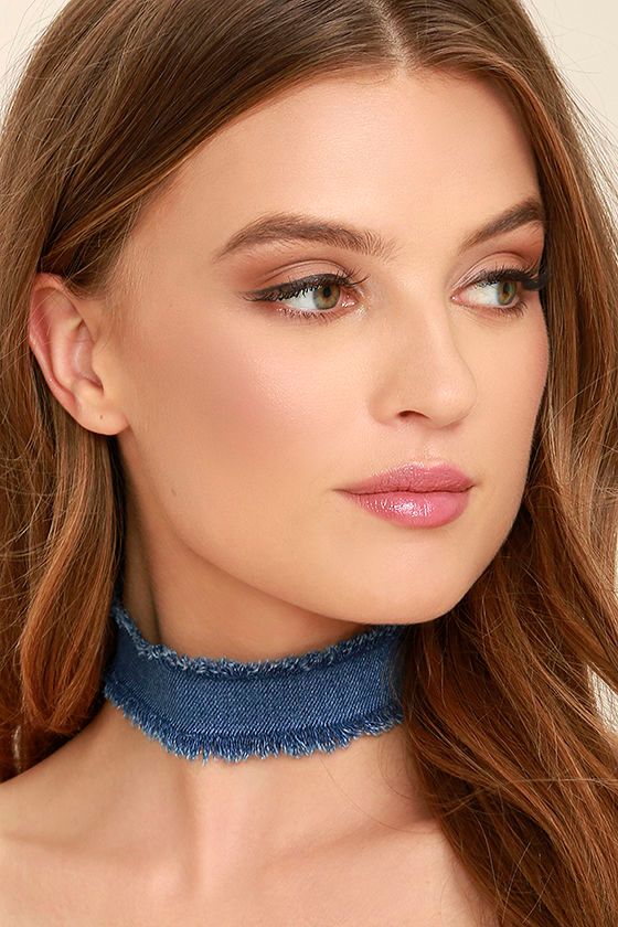Denim Dame Blue Denim Choker Necklace 1