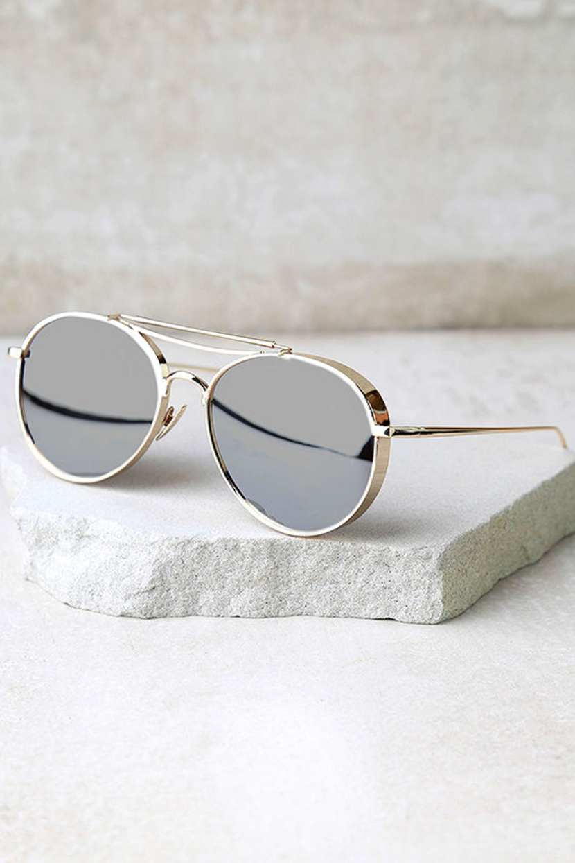 Perverse Solid Sunglasses - Gold Sunglasses - Mirrored  display picture 3