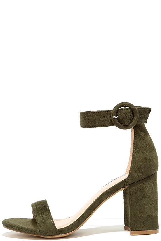 olive green heels with straps