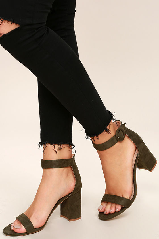 olive green block heels