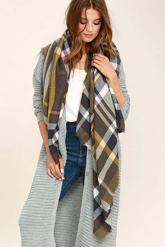 Cozy Olive Green Scarf - Plaid Scarf - Blanket Scarf - $18.00 - Lulus