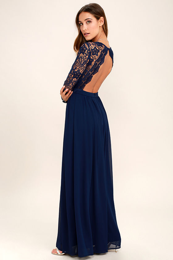 navy dresses long