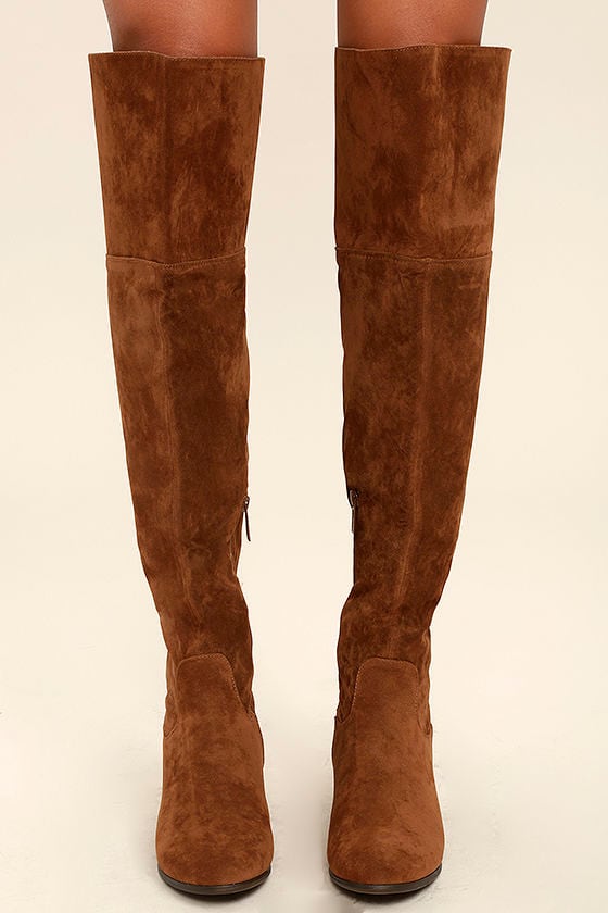 tan suede over the knee boots