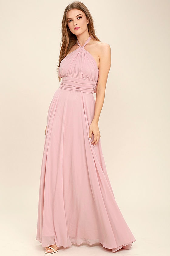 mauve pink long dress
