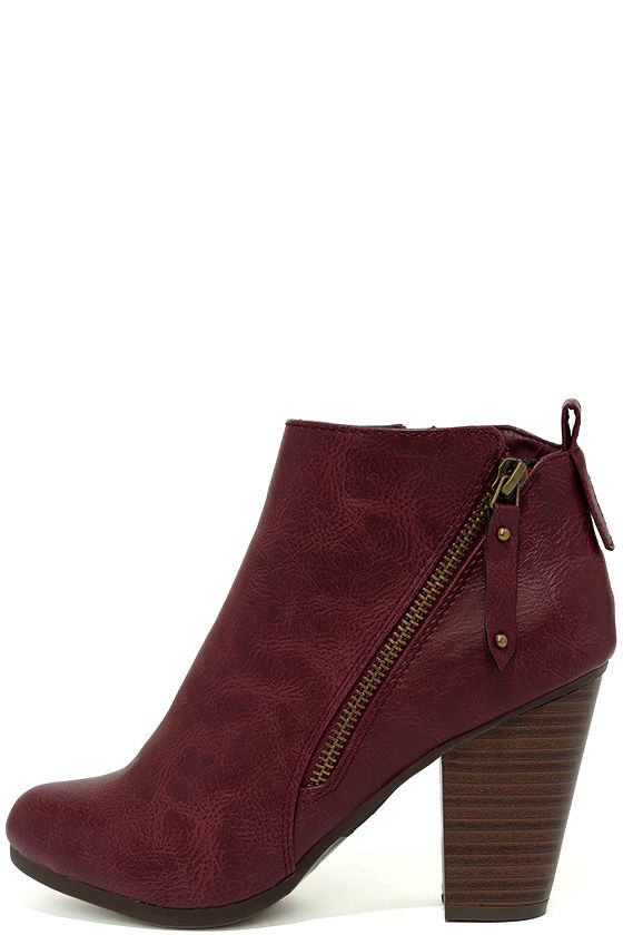 Cordelia Wine High Heel Ankle Booties