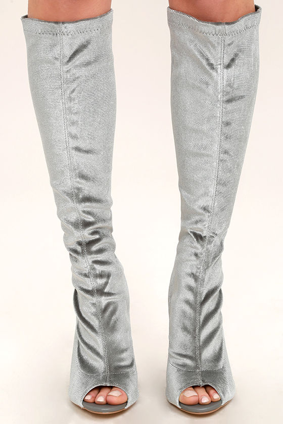 grey open toe boots