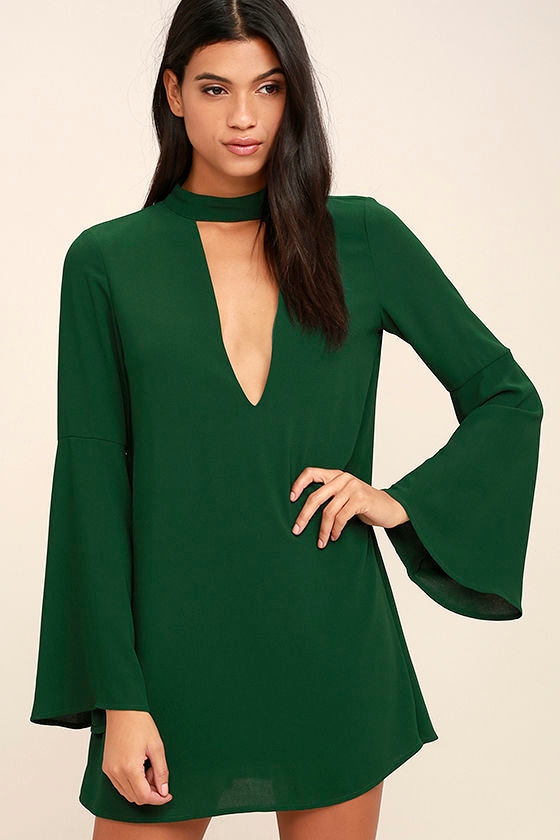 dark green shift dress