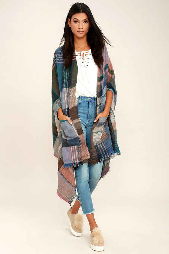 Plaid cape scarf Clearance