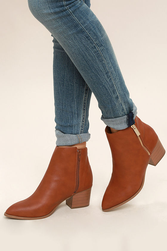 Cute Tan Booties - Ankle Booties - Pointed Toe Booties - $39.00 - Lulus