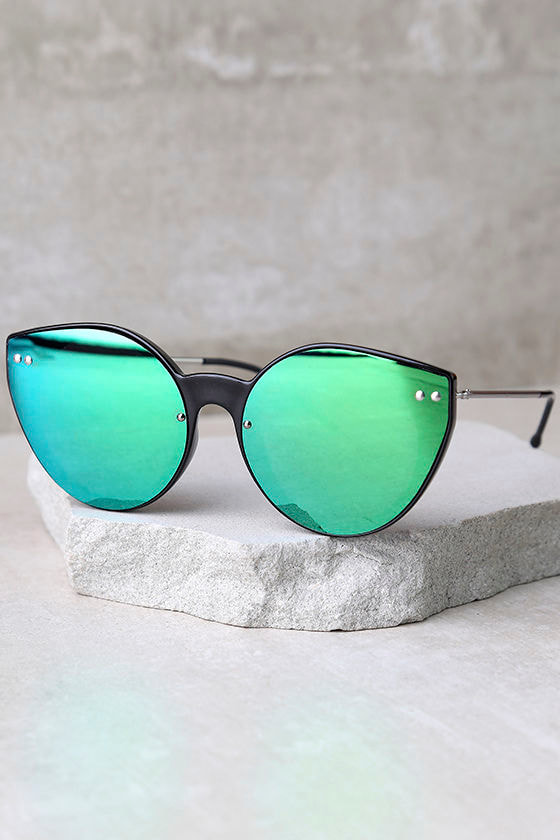 Spitfire Alpha 2 Black and Green Mirrored Sunglasses