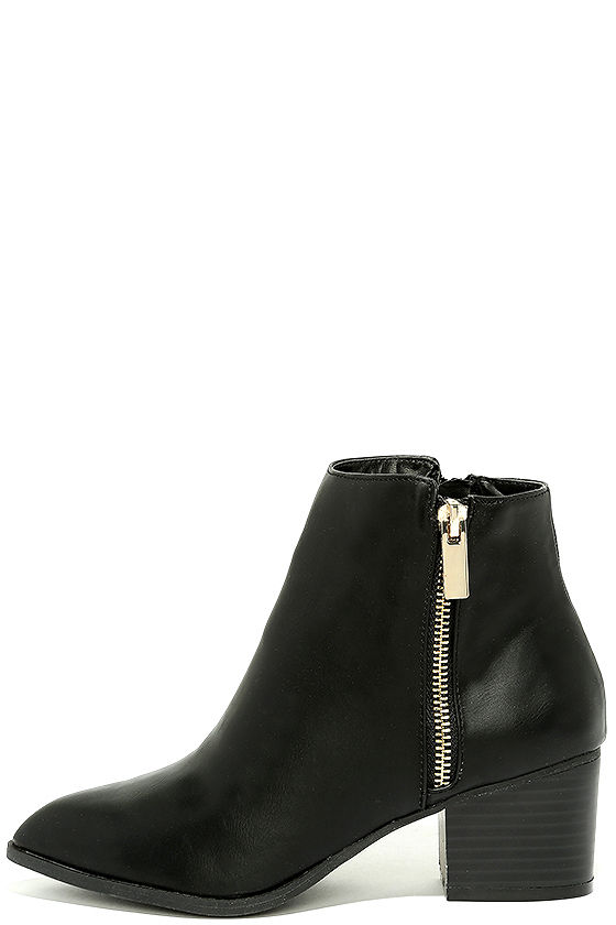 illusion black pointed ankle booties