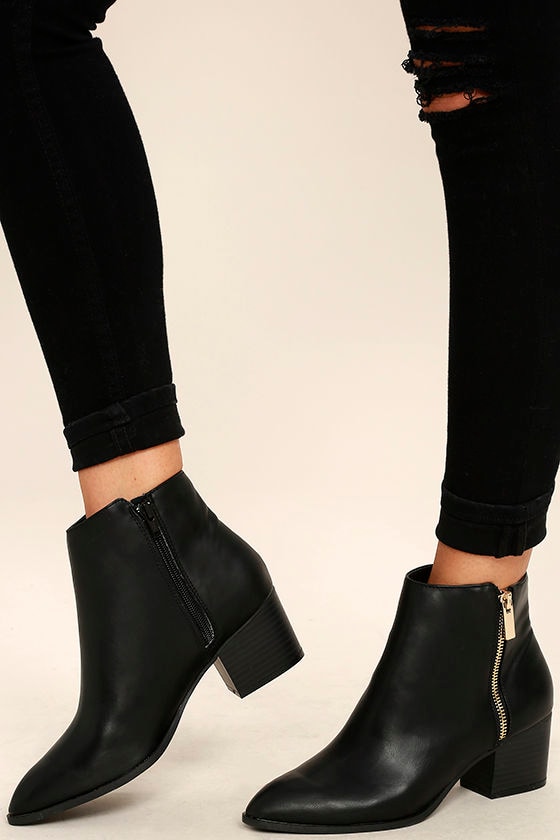 pointed black bootie