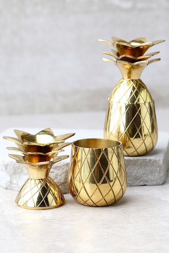 The Pineapple Co. Shot Glass Set Gold Pineapple Pineapple Shot
