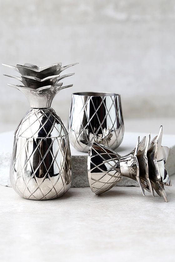 The Pineapple Co. Shot Glass Set Silver Pineapple Pineapple Shot