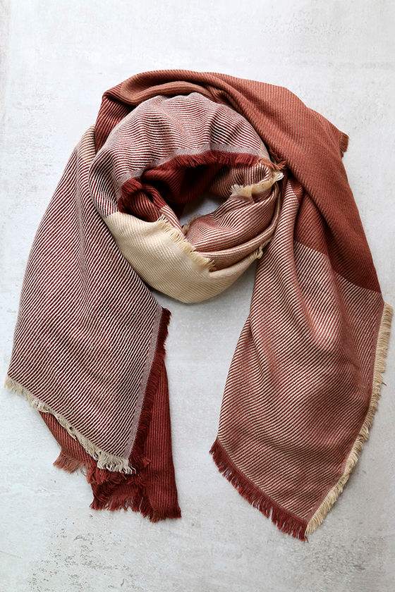Pretty Plaid Scarf Rust Red Scarf Woven Scarf 26.00 Lulus