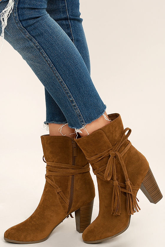 tan suede booties low heel
