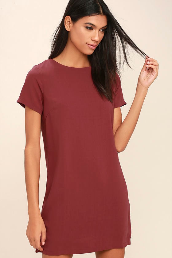 Shift and Shout Marsala Shift Dress 1