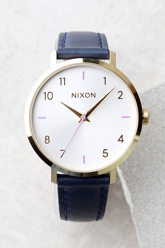 Nixon Arrow Grey and Navy Leather Watch
