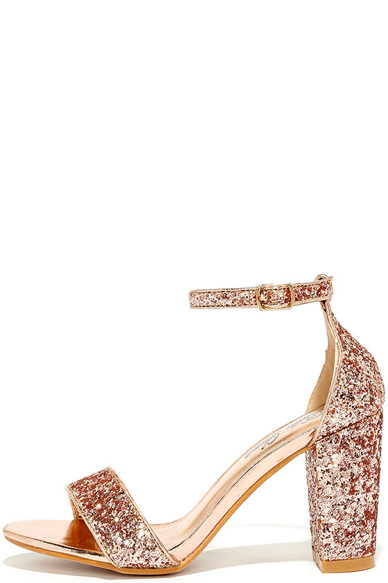 champagne glitter heels