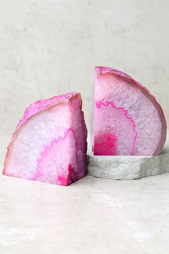 Pink Agate Bookends Crystal Bookends Agate Bookend Set 80.00 Lulus