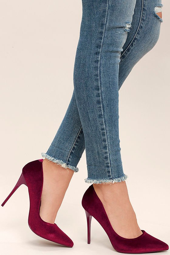 maroon pointed heels