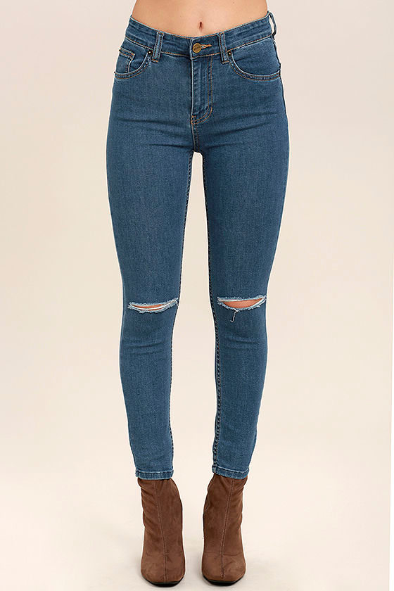 Amuse Society Iconic Medium Wash Distressed Skinny Jeans 2