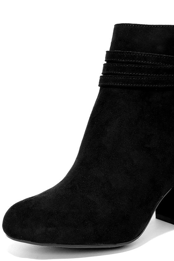 Chic Black Booties Ankle Booties Vegan Suede Booties 45.00