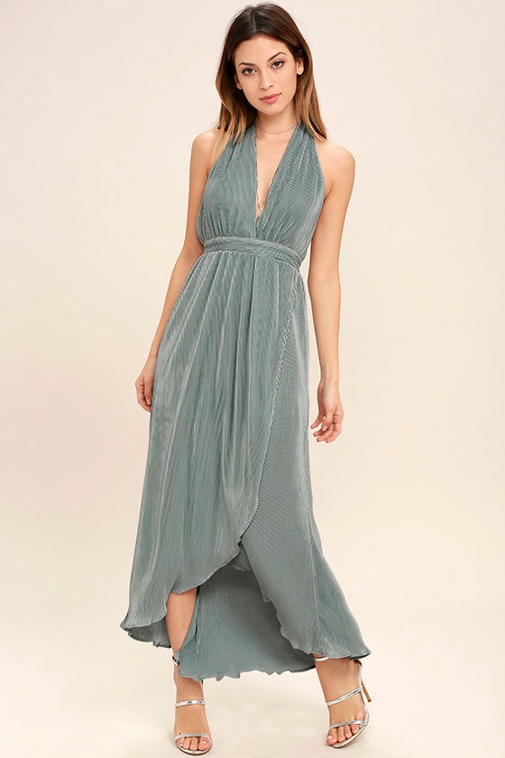 Lovely Dusty Sage Dress - High-Low Dress - Halter Dress - $64.00 - Lulus