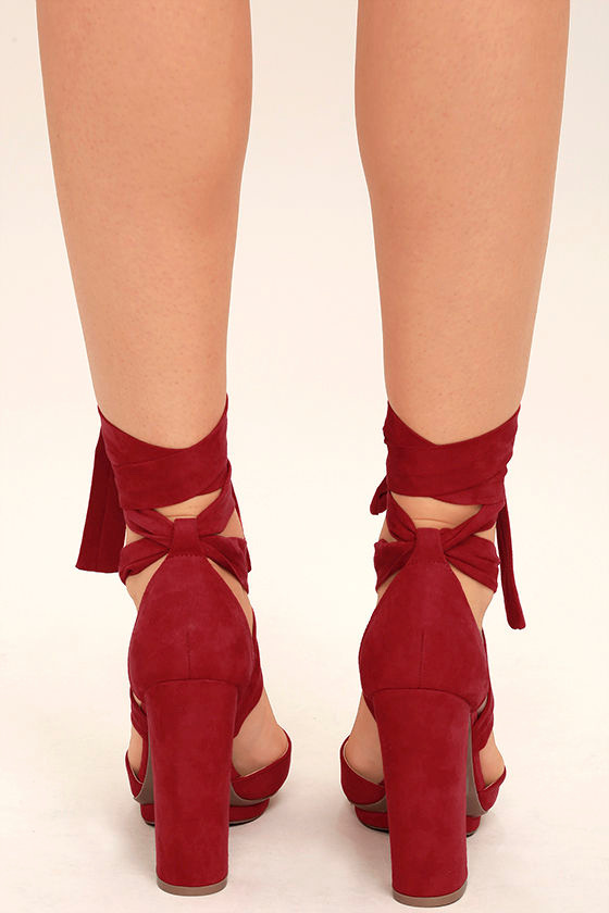 dark red suede heels