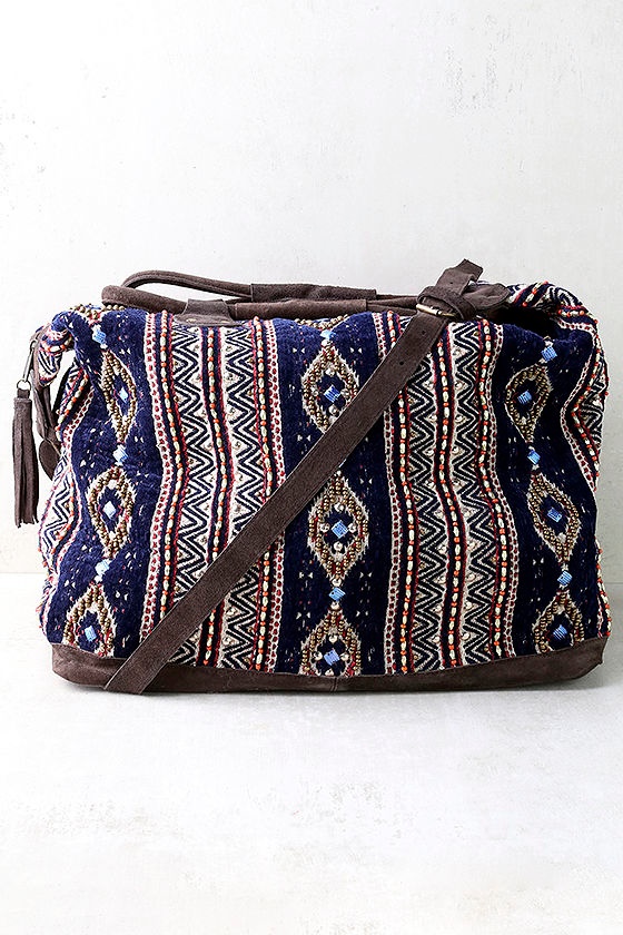 navy blue weekender bag