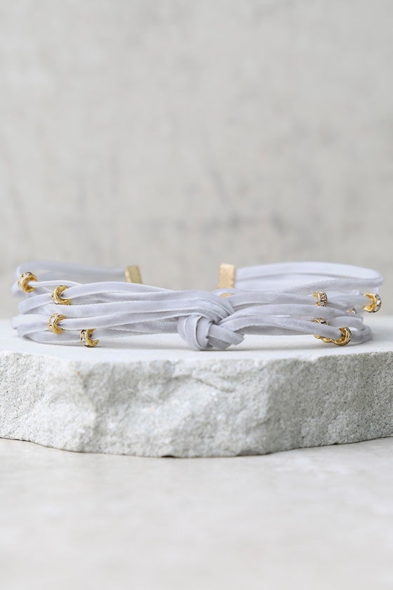 grey velvet choker necklace