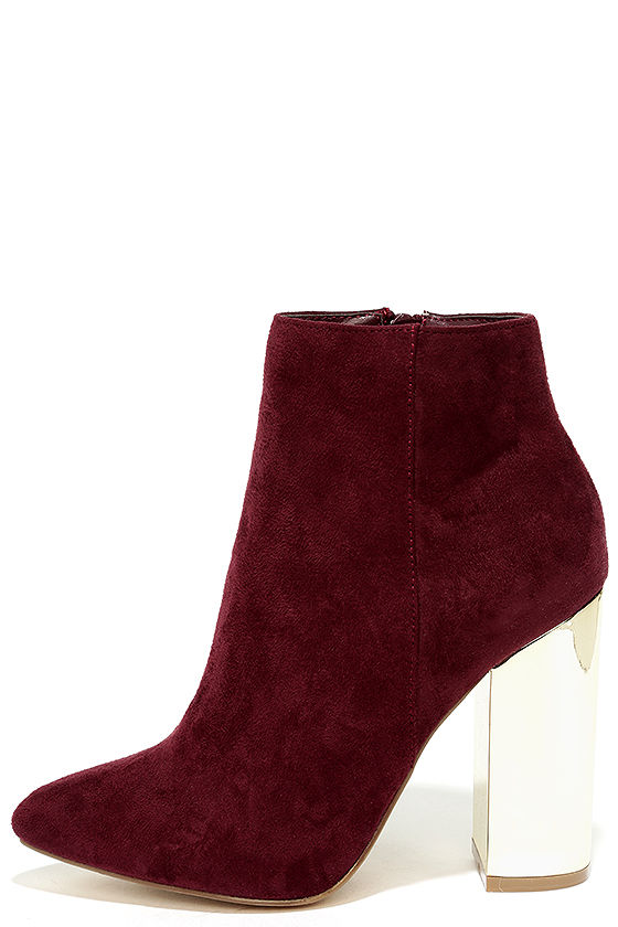 maroon suede ankle boots