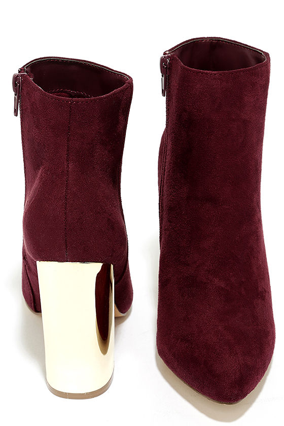 ladies burgundy booties