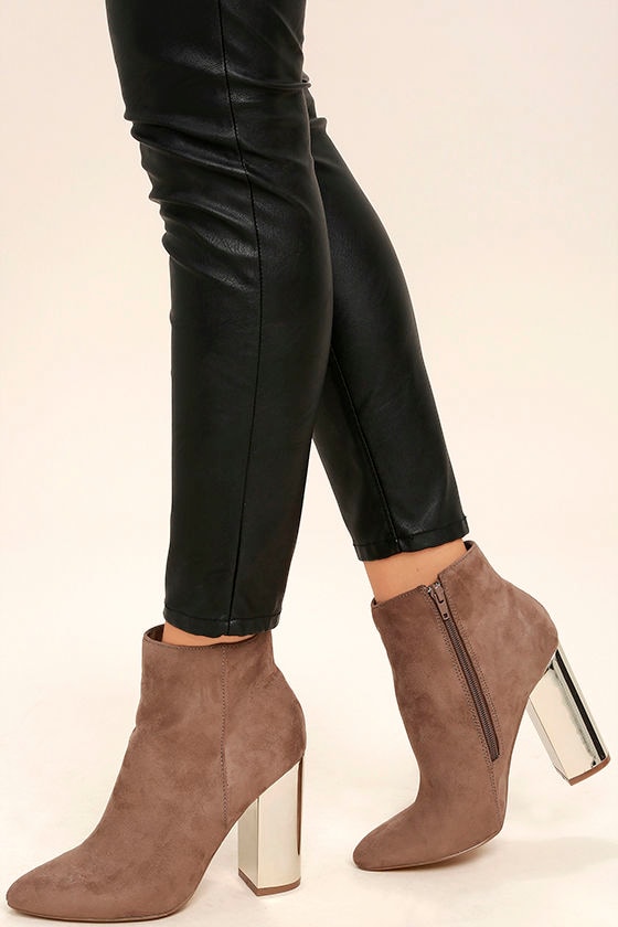 taupe booties high heel