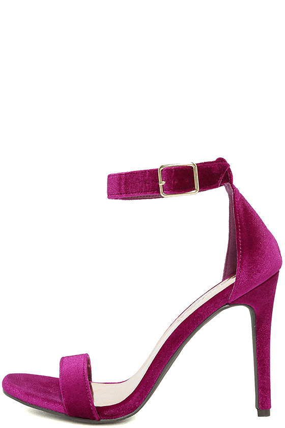 Wine Purple Heels - Ankle Strap Heels 