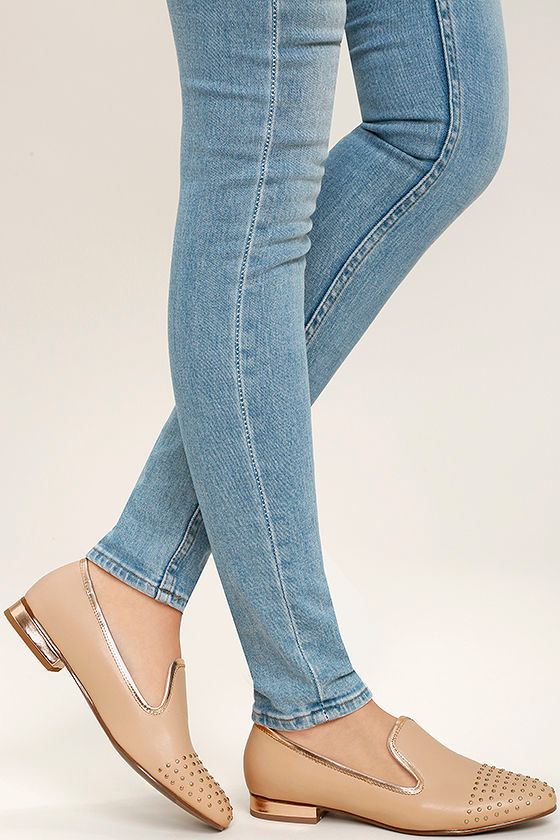 Chic Blush Loafers Studded Loafers Rose Gold Loafers 27.00 Lulus