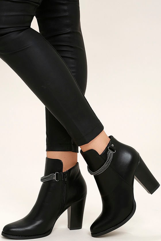comfortable black booties with heel