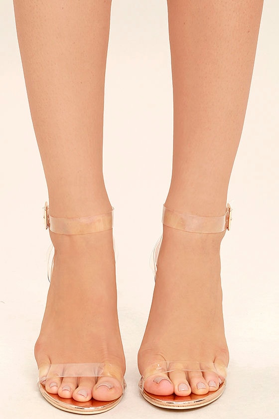 gold lucite heels