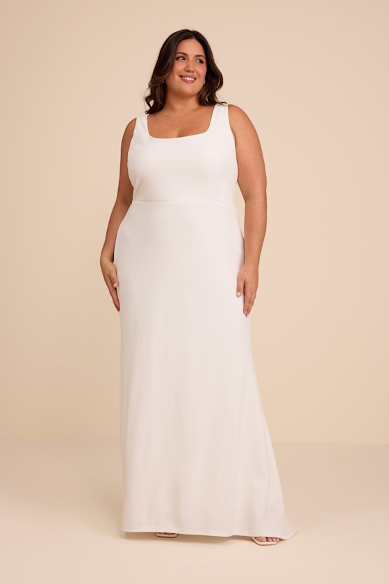 Loving Fate White Bow Square Neck Backless Maxi Dress - thumbnail 5
