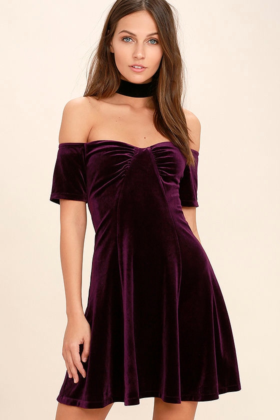 purple velvet dress