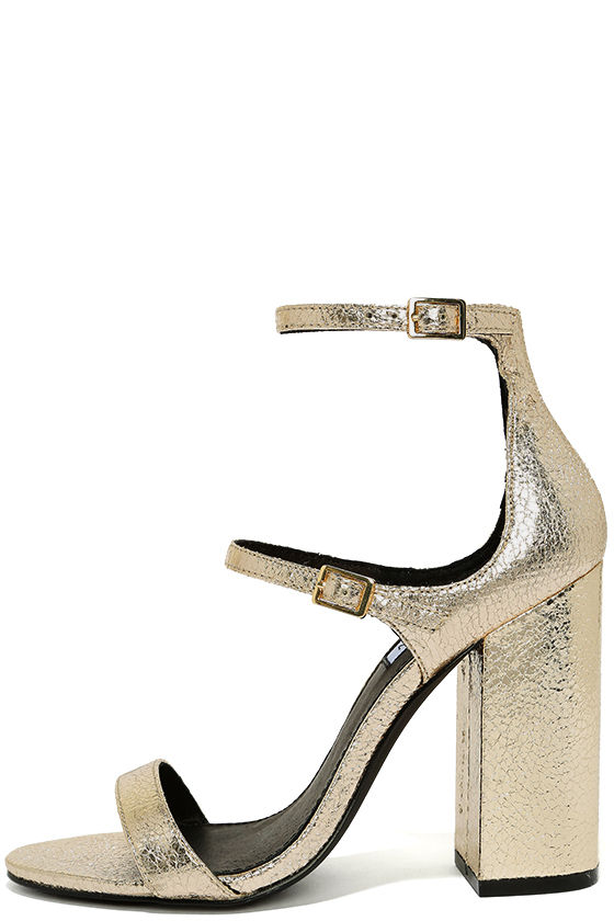 Steve Madden Parrson Gold Ankle Strap Heels 2