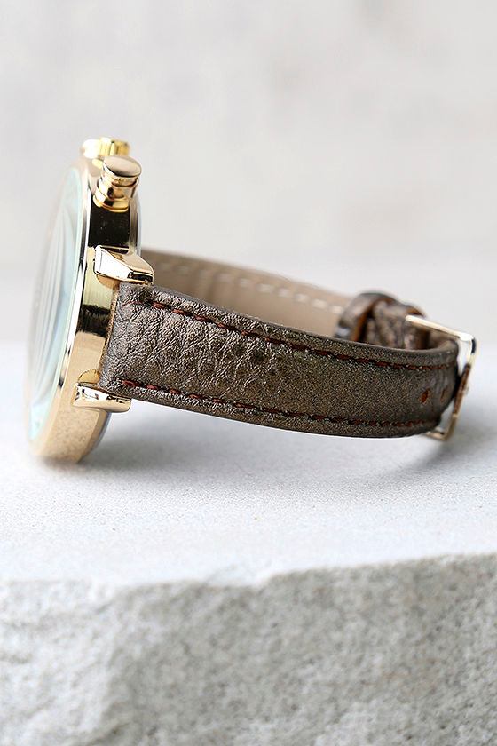 Time to Go Gold and Bronze Leather Watch 2