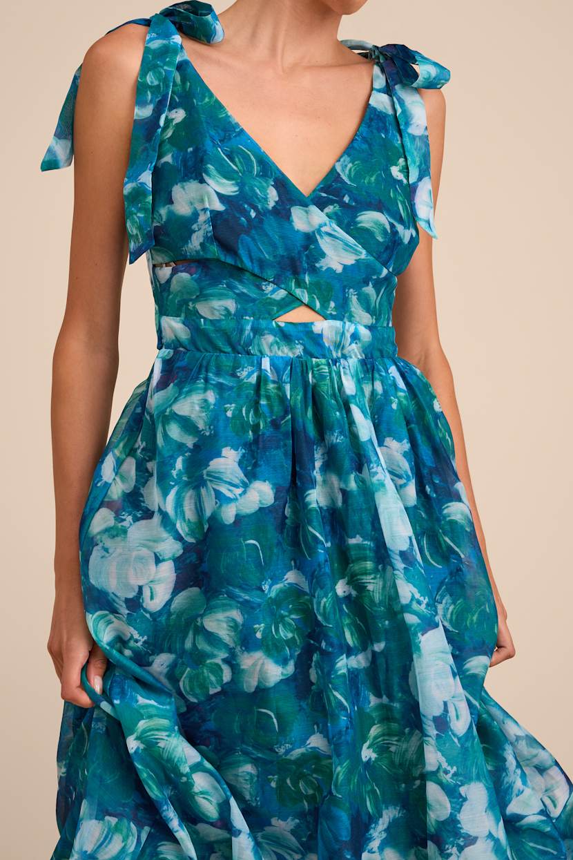 one shoulder midi dress Calista Floral One Shoulder Midi Dress