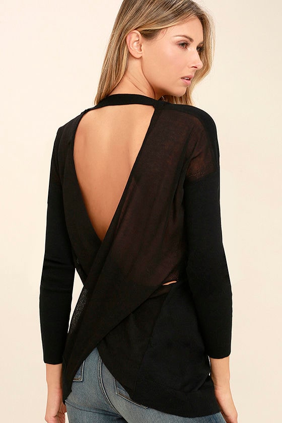 Reign Over Black Backless Sweater Top 1