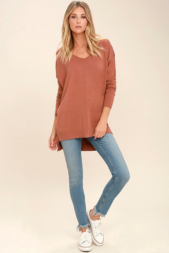 rust v neck sweater