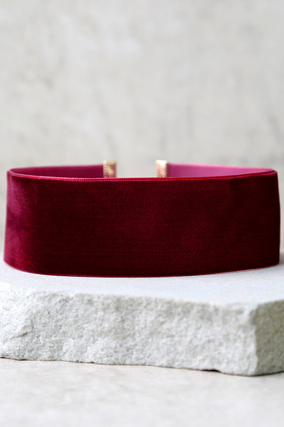 Smooth Operator Burgundy Velvet Choker Necklace 2